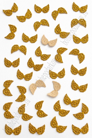 Патч с блестками 2*1 см &quot;Крылья маленькие&quot; (100 шт) SF-1900, золото