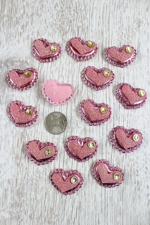 Патч 3D, с декором &quot;Сердце&quot; 3,7*2,5 см (20 шт) SF-1544, розовый