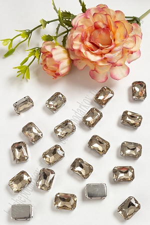 Стразы пришивные 14 мм &quot;Прямоугольник&quot; (20 шт) SF-3703, светлое золото №3