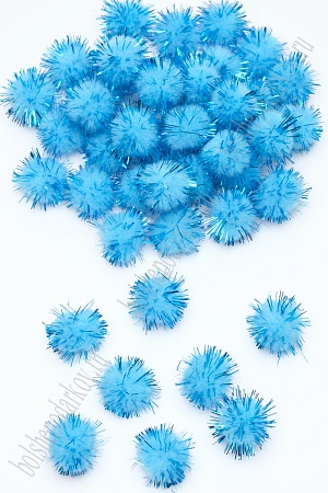 Помпоны с люрексом 25 мм (100 шт) SF-1170, голубой