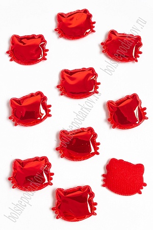 Патч глянец &quot;Котёнок&quot; 3*3,5 см (10 шт) SF-2972, красный