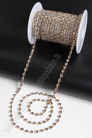 Стразы в бобине SS16 (4 мм*10 ярд) SF-2053, золото в серебряной оправе