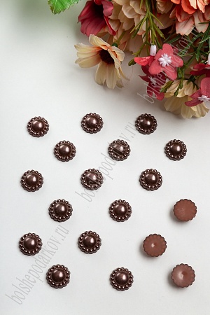 Полубусины &quot;Цветочек&quot; 14 мм*400 гр (SF-3174) шоколадный №80