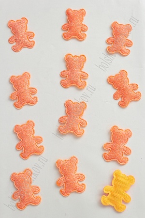 Патч с глиттером &quot;Мишка&quot; 2,6*3,3 см (50 шт) SF-2969, оранжевый