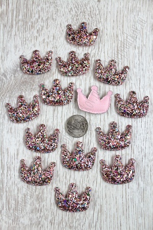 Патч 3D, россыпь пайеток &quot;Корона&quot; 3,7*3,2 см (20 шт) SF-1533, розовый