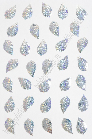Пайетки &quot;Листик&quot; 25*14 мм*500 гр (SF-3064), серебряный №50112