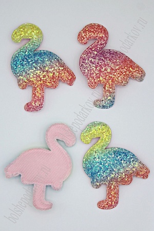 Патч 3D радужный, россыпь пайеток &quot;Фламинго&quot; 7*6 см (10 шт) SF-1894, С