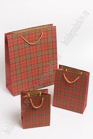 Пакет крафтовый с рисунком &quot;Клетка&quot; 12*16*7 см (12 шт) SF-7169, №1