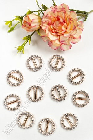 Пряжка пластик со стразами 20*20 мм &quot;Круг&quot; (30 шт) SF-4248, золото