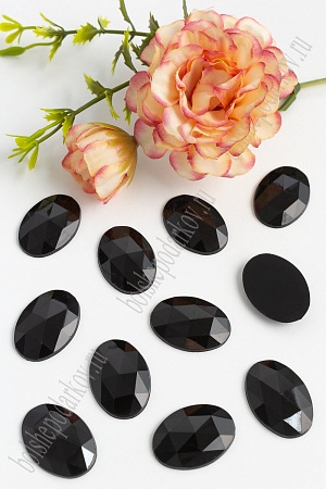 Стразы граненые 18*25 мм, овал (50 шт) SF-1612, черный