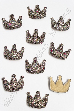 Патч 3D с блестками &quot;Корона&quot; 4*3,2 см (20 шт) SF-3162, разноцветный №2