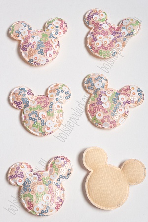 Патч с крупными пайетками &quot;Микки&quot; 55*58 мм (10 шт) SF-2975, персиковый