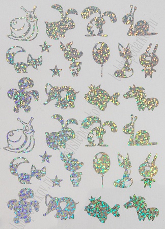 Набор наклеек из термотрансферной пленки &quot;Ассорти&quot; №9, голографик