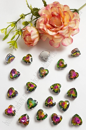 Стразы пришивные 12 мм &quot;Сердечко&quot; (10 шт) SF-3716, хамелеон №24