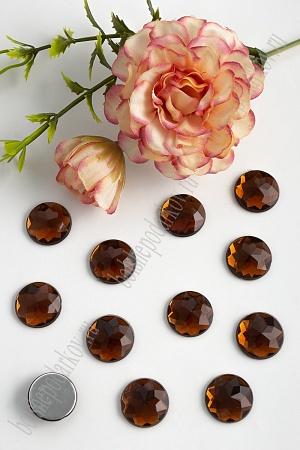 Стразы граненые 16 мм, круглые (50 шт) SF-1594, коричневый №13