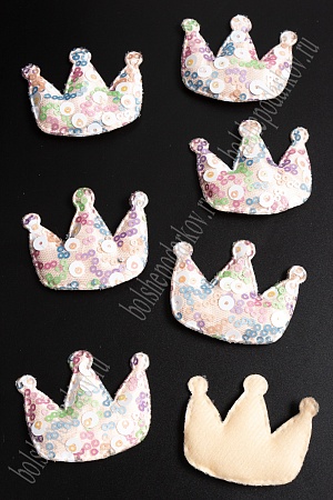 Патч с крупными пайетками &quot;Корона&quot; 46*53 мм (10 шт) SF-2975, персиковый