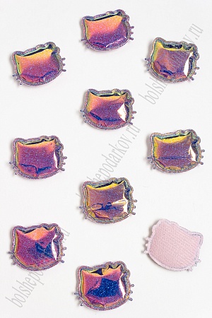 Патч глянец с блестками &quot;Котёнок&quot; 3*3,5 см (10 шт) SF-2971, розовый хамелеон