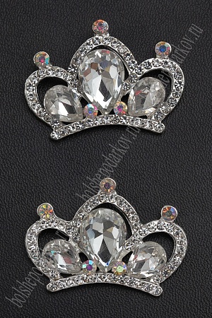 Серединка ювелирная &quot;Корона&quot; (2 шт) SF-7045, серебро №09