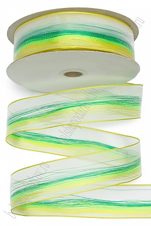 Лента, в ассортименте 3,8 см*25 ярд (с проволокой по краям) 38-72