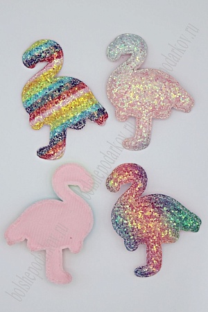 Патч 3D радужный, россыпь пайеток &quot;Фламинго&quot; 7*6 см (20 шт) SF-1894, ассорти