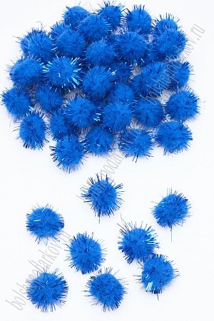 Помпоны с люрексом 25 мм (100 шт) SF-1170, синий