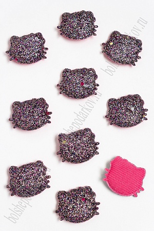 Патч 3D с блестками &quot;Котёнок&quot; 2,9*3,2 см (20 шт) SF-3162, черный/фукси