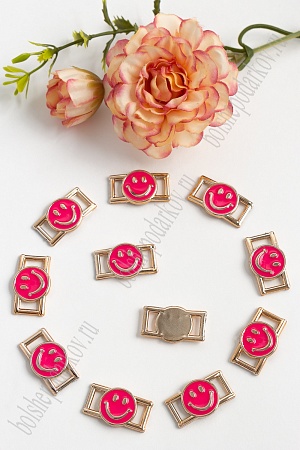 Пряжка-серединка &quot;Смайл&quot; 25*12 мм (30 шт) SF-096, ярко-розовый