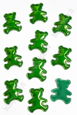 Патч глянец &quot;Мишка&quot; 4*3,5 см (10 шт) SF-2972, зеленый