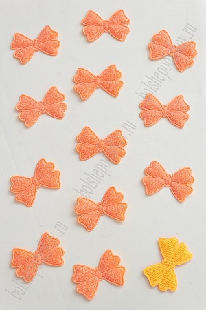 Патч с глиттером &quot;Бантик&quot; 3,3*2,3 см (50 шт) SF-2969, оранжевый