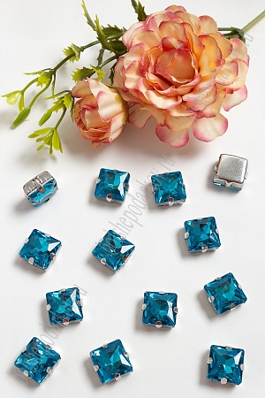 Стразы пришивные 12 мм &quot;Квадрат&quot; (20 шт) SF-3710, голубой №12