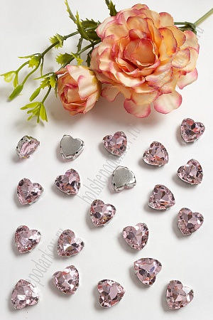 Стразы пришивные 12 мм &quot;Сердечко&quot; (10 шт) SF-3716, светло-розовый №20