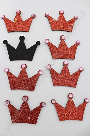 Патч с декором стразы 6*4 см &quot;Корона&quot; (10 шт) SF-1876, красный