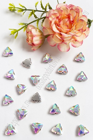 Стразы пришивные 12 мм &quot;Треугольник&quot; (10 шт) SF-3766, радужный  №23