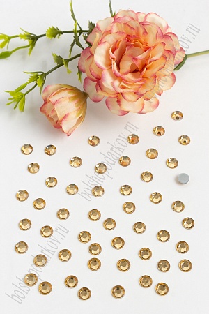 Стразы граненые 6 мм, круглые (500 шт) SF-396, светлое золото