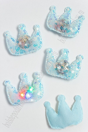 Патч с пайетками &quot;Корона&quot; 5,3*4,3 см (5 шт) SF-3165, голубой