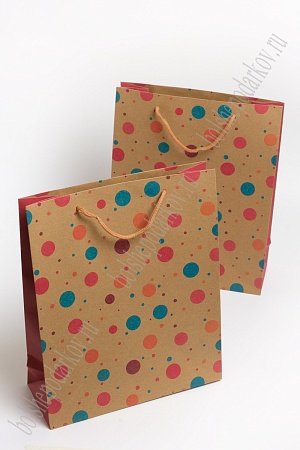 Пакет крафтовый с рисунком &quot;Горошек&quot; 26*32*10 см (12 шт) SF-7171, №3