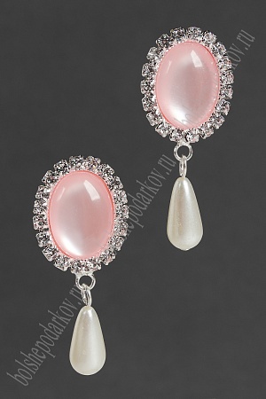 Серединка ювелирная с подвеской (2 шт) SF-5953, серебро/светло-розовый №2