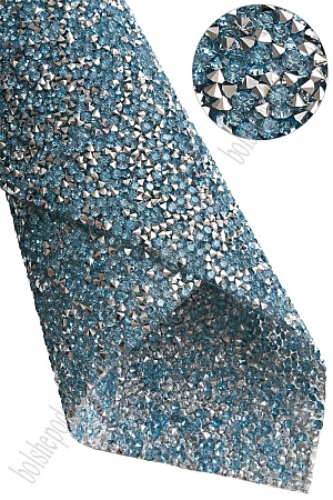 Стразовое полотно на силиконовой основе 24*40 см (SF-6004) голубой/серебро №27