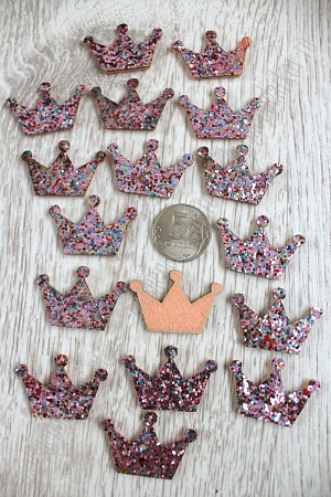 Патч с пайетками &quot;Корона&quot; 3,5*2,5 см (20 шт) SF-1528, розовый