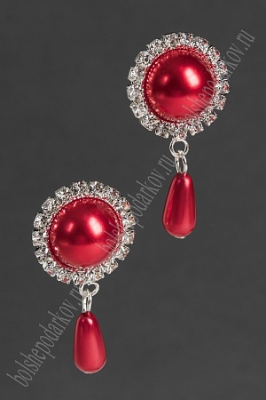 Серединка ювелирная с подвеской (2 шт) SF-5954, серебро/красный №31