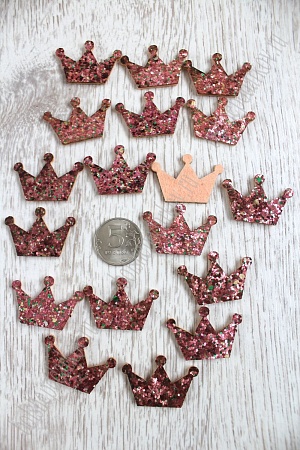Патч с пайетками &quot;Корона&quot; 3,5*2,5 см (20 шт) SF-1528, темно розовый