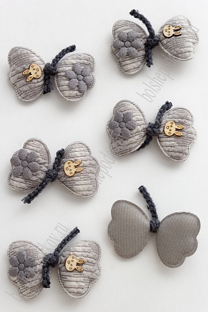 Патч тканевый &quot;Бантик&quot; 6*3,6 см (10 шт) SF-2984, серый