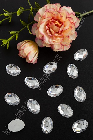 Стразы граненые 13*18 мм, овал (50 шт) SF-1611, серебро