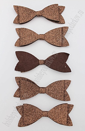 Патч с блестками 10*3 см &quot;Бантик&quot; (10 шт) SF-1873, шоколадный