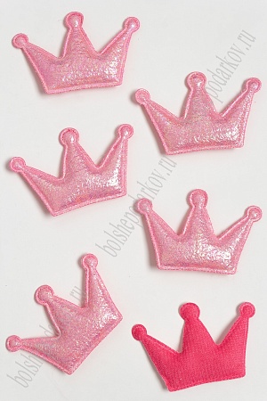 Патч с переливом &quot;Корона&quot; 6,5*4,5 см (10 шт) SF-3781, розовый