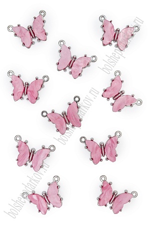 Подвеска-коннектор металл &quot;Бабочка&quot; (10 шт) SF-7343, розовый
