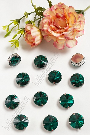 Стразы пришивные 16 мм &quot;Круг&quot; (20 шт) SF-3704, изумрудный №5