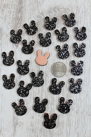 Патч с пайетками &quot;Зайчик&quot; 2,5*2 см (20 шт) SF-1531, черный