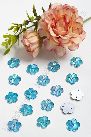 Стразы &quot;Цветок&quot; 15 мм (100 шт) SF-804, голубой радужный