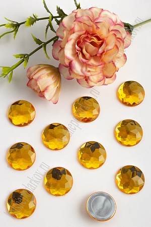 Стразы граненые 20 мм, круглые (200 шт) SF-1596, золото №11